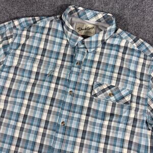 Duck Camp 2XL Plaid Fishing Shirt Blue Short Sleeve Stretch Performance Vented